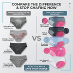 ZeroChafe padded cycling liner vs regular underwear comparison — no bulk, no chafing.