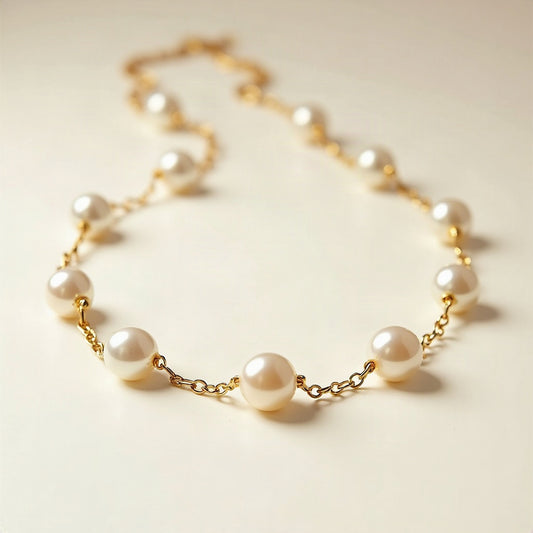 Baroque Pearl Station Necklace