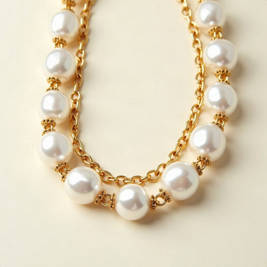 Chunky Pearl & Chain Necklace