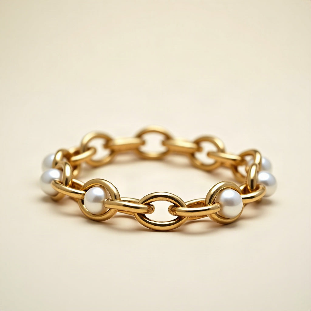 Statement Link & Pearl Bracelet