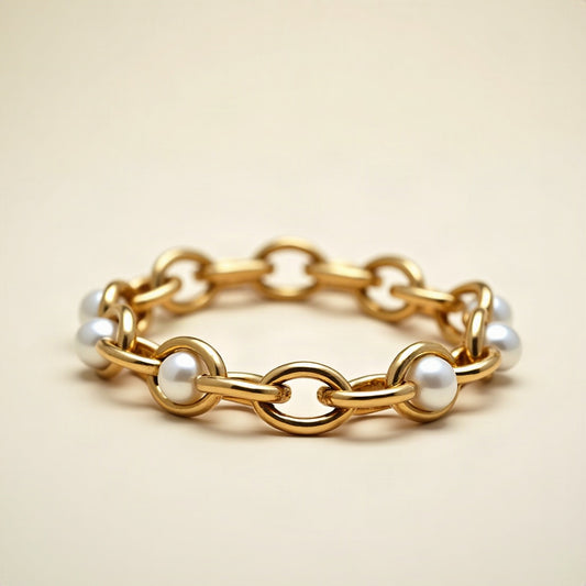 Statement Link & Pearl Bracelet