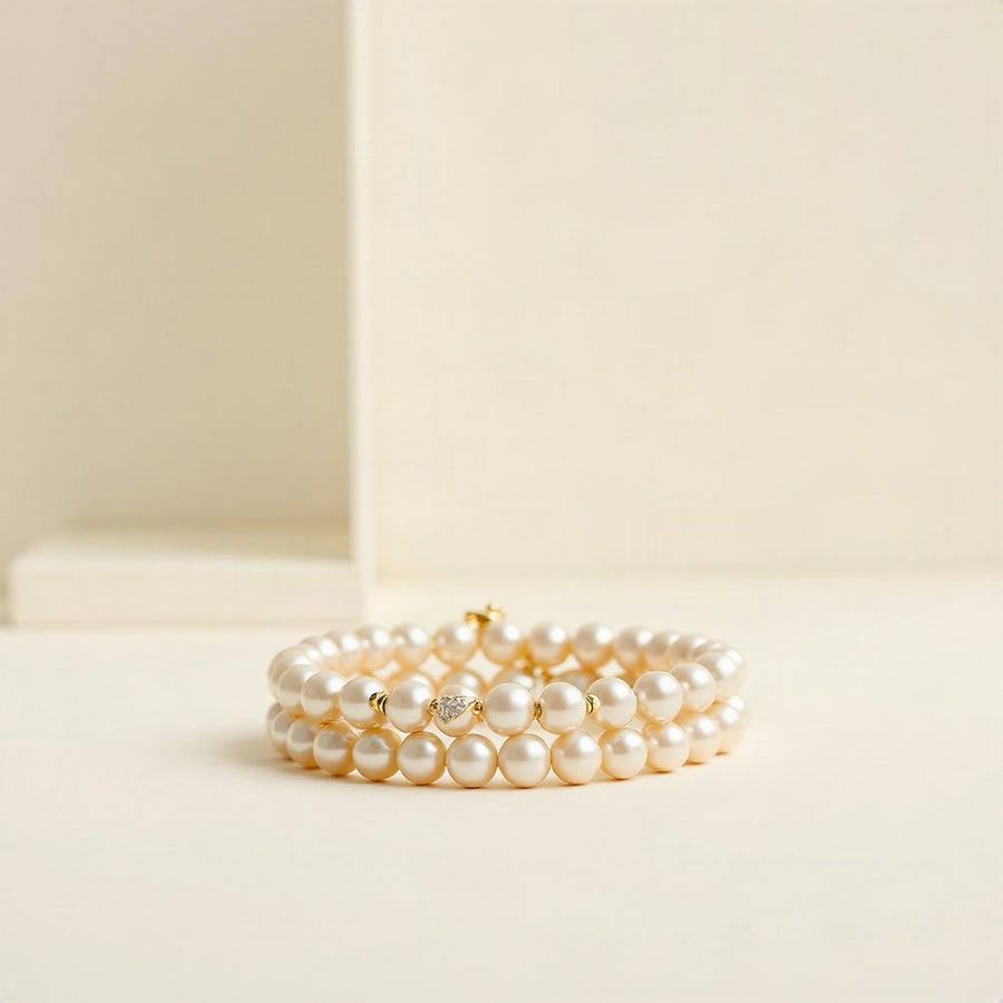 Layered freshwater pearl bracelet stack