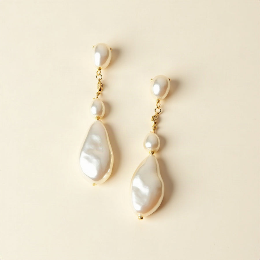 Bold statement baroque pearl drop earrings